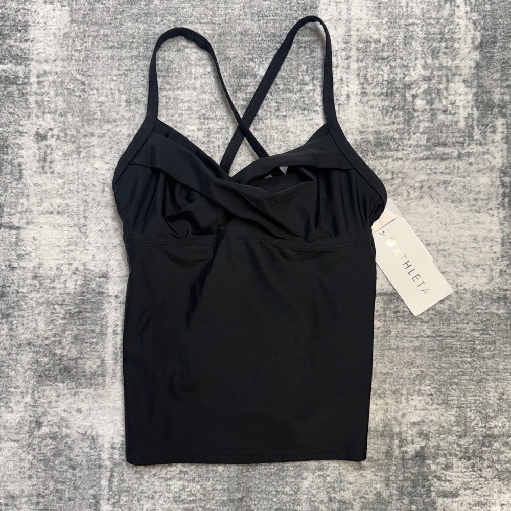 Athleta Swimsuit Top Women 34B/C Twister Tankini Black Vacation Resort Bathing